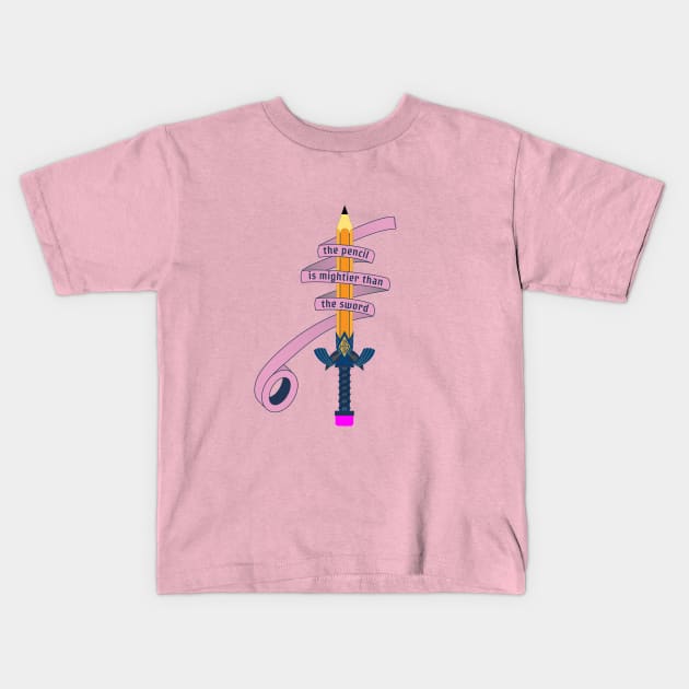 The pencil is mightier than the sword Kids T-Shirt by bembureda